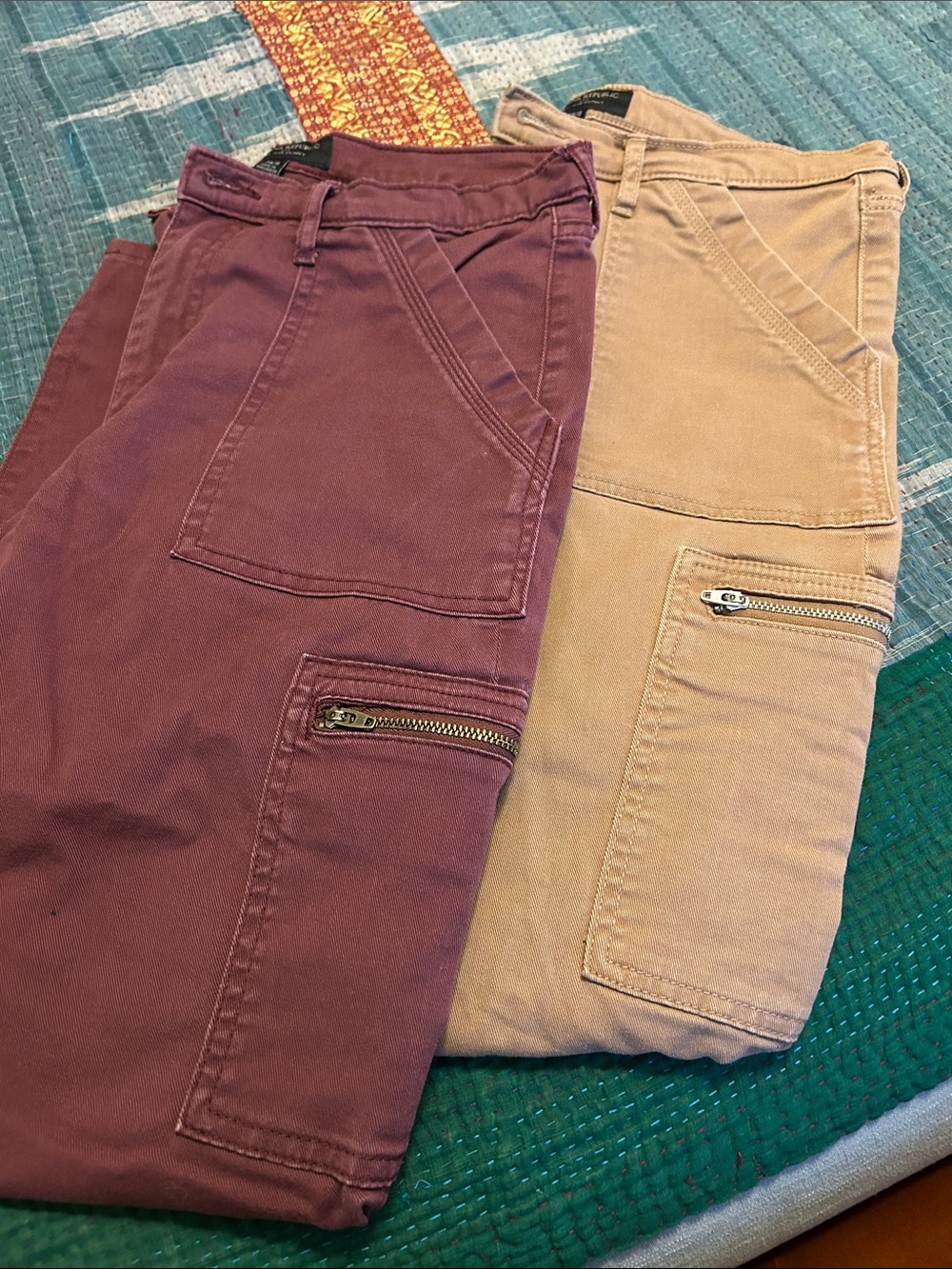 Women’s Utility Cargo Pants - Burgundy and Khaki